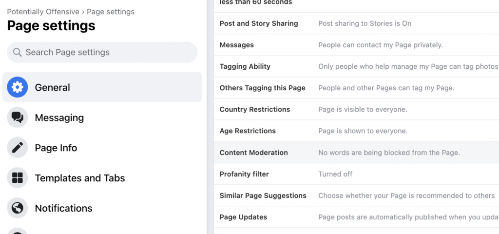 Chose "Content Moderation" from the Page Settings "General" menu.