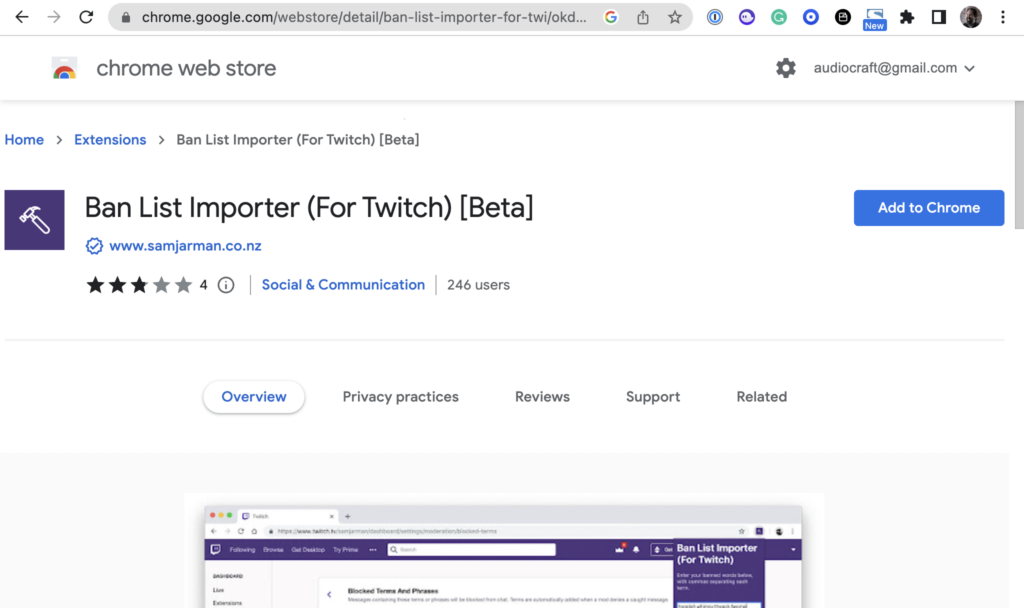 Instal the ban list importer for Twitch as a Google Chrome plug-in to use a list like that you can download here.